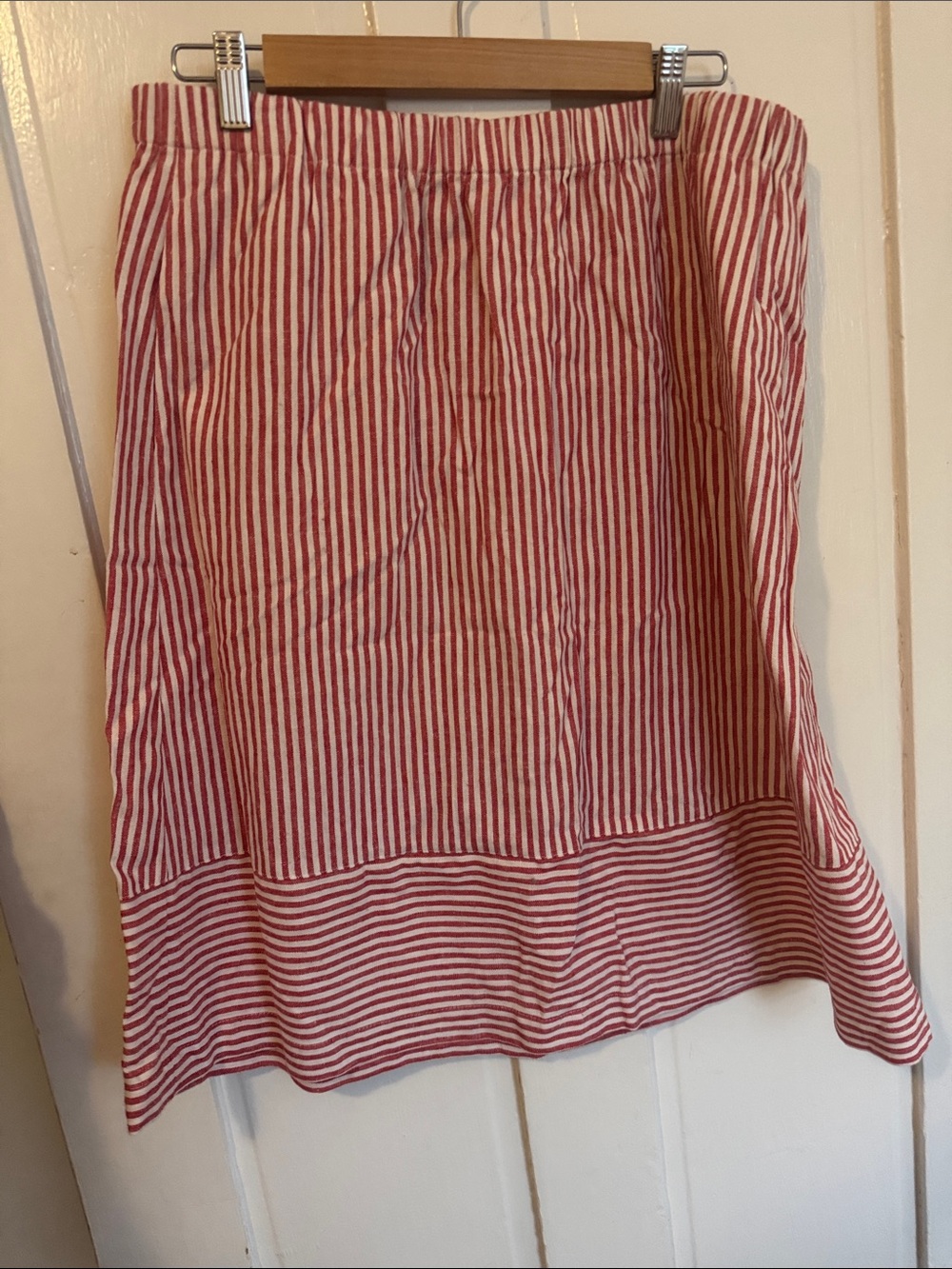 J. Crew Red and White Striped A-Line Skirt